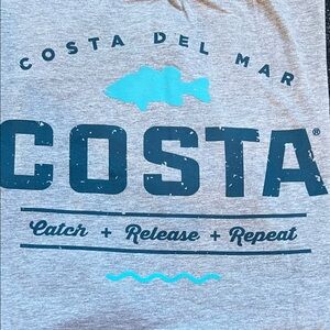 Costa Light Gray Tee with Aqua Logo